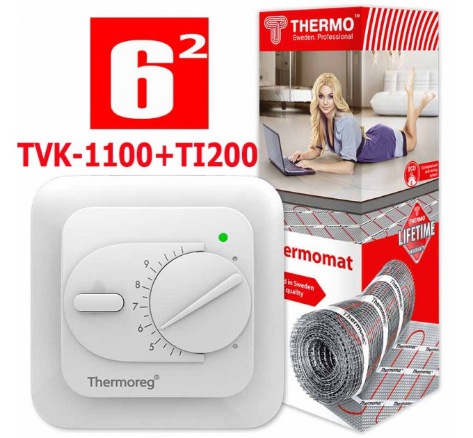 Термомат TVK-1100 6 кв.м. + Thermoreg TI-200